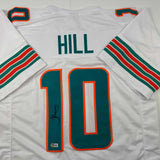 Autographed/Signed Tyreek Hill Miami White Football Jersey Beckett BAS COA