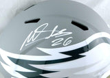 Miles Sanders Autographed Eagles F/S AMP Speed Helmet - JSA W Auth *White