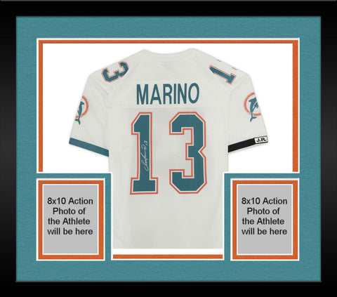Framed Dan Marino Miami Dolphins Signed Mitchell & Ness White Auth Jersey