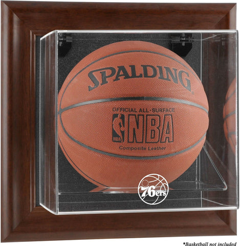 Philadelphia 76ers Brown Framed Wall-Mounted Team Logo Basketball Display Case