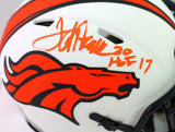 Terrell Davis Signed Broncos Lunar Speed Mini Helmet w HOF- Beckett W *Orange