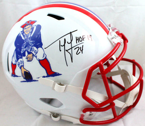 Ty Law Autographed New England Patriots F/S 90-92 Speed Helmet w/ HOF-BAW Holo