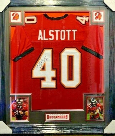 Mike Alstott Signed Tampa Bay Buccaneers 36"x 39" Framed Jersey / 6xPro Bowl F.B