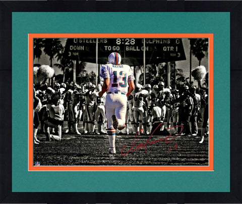 Framed Dan Marino Miami Dolphins Autographed 11" x 14" At Orange Bowl Photograph