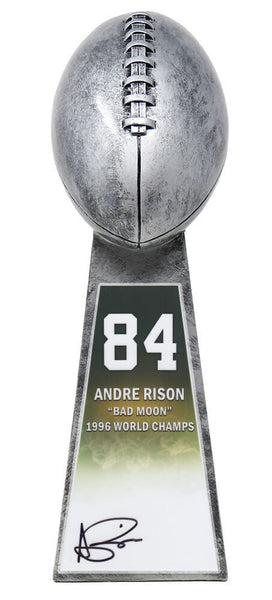 Andre Rison Signed Football Champion 15" Rep Silver Trophy #84 Sticker -(SS COA)