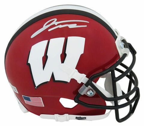 Jonthan Taylor Signed Wisconsin Badgers Red Schutt Mini Helmet (Fanatics)