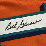 FRAMED Autographed/Signed BOB GRIESE 33x42 Miami Orange Football Jersey JSA COA