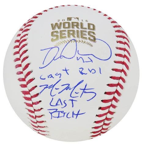 Miguel Montero & Mike Montgomery Signed 2016 World Series Baseball w/INS -SS COA