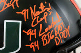 Warren Sapp Signed F/S Hurricanes Black Speed Authentic Helmet W/3Insc.-BAW Holo