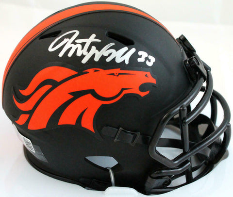 Javonte Williams Autographed Denver Broncos Eclipse Speed Mini Helmet-BAW Holo