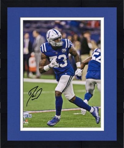 Framed Darius Leonard Indianapolis Colts Signed 8" x 10" Backpeddle Photo