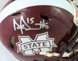Dak Prescott Signed Mississippi State Speed Maroon Mask Mini Helmet- Beckett W