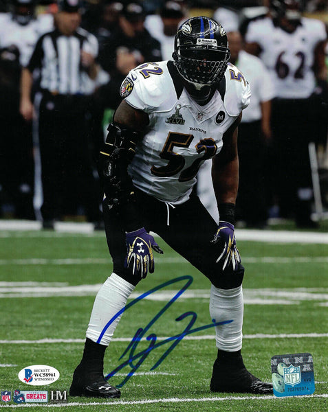 Ray Lewis Autographed/Signed Baltimore Ravens SB XLVII 8x10 Photo BAS 28516