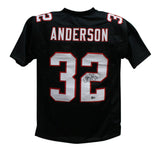 Jamal Anderson Autographed/Signed Pro Style Black XL Jersey Beckett BAS 33971