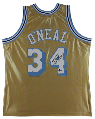 Lakers Shaquille O'Neal Authentic Signed Gold M&N 75th Anniversary Jersey BAS W
