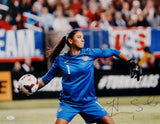 Hope Solo Autographed 16x20 Team USA Throwing Ball Photo- JSA Authenticated