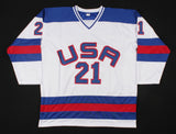 Mike Eruzione Signed Team USA Jersey (JSA COA) 1980 Gold Medal Olympic Team