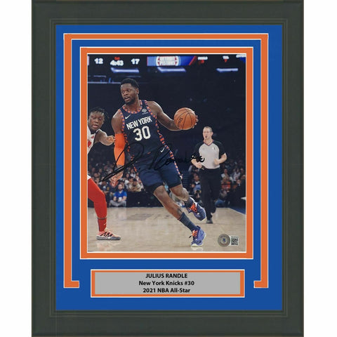 FRAMED Autographed/Signed JULIUS RANDLE New York Knicks 8x10 Photo BAS COA