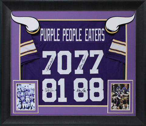 Purple People Eaters (4) Page, Marshall +2 Signed Framed Purple Jersey BAS