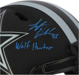 Leighton Vander Esch Cowboys Signed Eclipse Authentic Helmet & WOLF HUNTER Insc