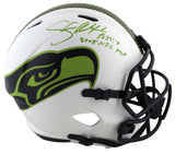 Seahawks Shaun Alexander NFL MVP Signed Lunar Full Size Speed Rep Helmet BAS Wit