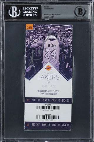 Lakers Kobe Bryant Authentic Signed Final Game Ticket Stub BAS Slabbed