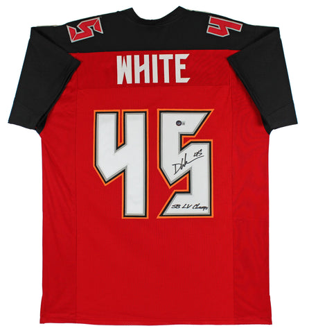 Devin White "SB LV Champs" Authentic Signed Red Jersey Autographed BAS Witnessed
