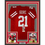 FRAMED Autographed/Signed FRANK GORE 33x42 San Francisco Red Jersey JSA COA Auto