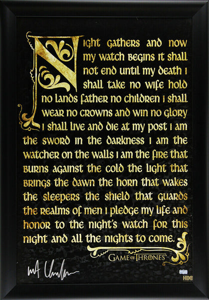 Kit Harington Signed Game of Thrones Night's Watch Oath Framed Poster