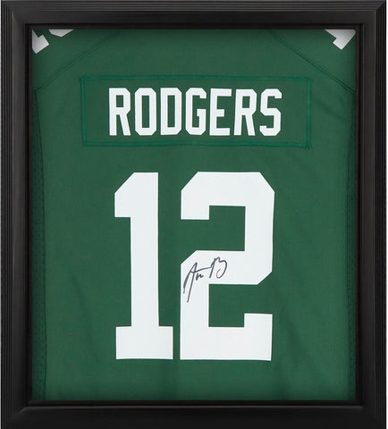 Aaron Rodgers Green Bay Packers Framed Signed Nike Green Game Jersey Shadowbox