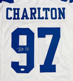 Taco Charlton Autographed White Pro Style Jersey- JSA Witnessed Auth