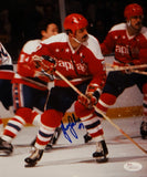 Yvon Labre Autographed 8x10 Washington Capitals In Play Photo with JSA W Auth