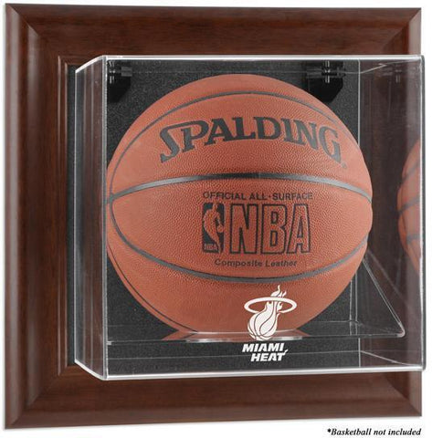 Miami Heat Brown Framed Wall-Mountable Basketball Display Case