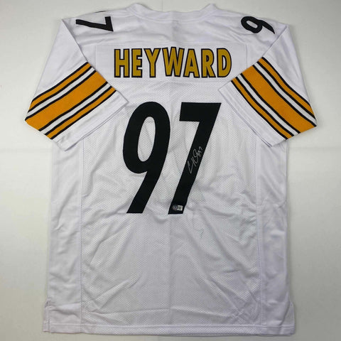 Autographed/Signed Cameron Heyward Pittsburgh White Football Jersey Beckett BAS