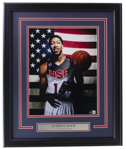 Anthony Davis Signed Framed 11x14 US National Basketball Team Photo BAS