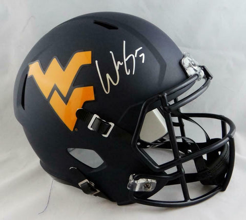 Will Grier Autographed West Virginia Full Size Speed Helmet- JSA W Auth *Silver
