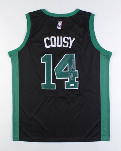 Bob Cousy Signed Boston Celtics Jersey Inscribed "Peace" (JSA COA) 6xNBA Champ