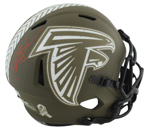 Falcons Deion Sanders Signed Salute To Service F/S Speed Rep Helmet BAS Witness