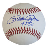 Reds Pete Rose "4256" Authentic Signed Oml Baseball Autographed BAS Witnessed