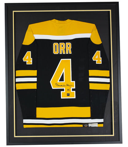 Bobby Orr Signed Framed Boston Bruins Black Fanatics Vintage Hockey Jersey GNR