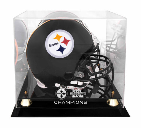 Steelers Super Bowl XL Champs Golden Classic Helmet Logo Display Case