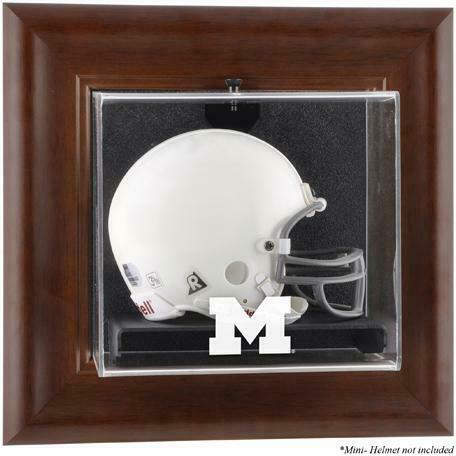 Michigan Brown Framed Wall-Mountable Mini Helmet Display Case - Fanatics