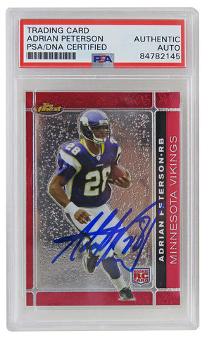 Adrian Peterson Signed Vikings 2007 Topps Finest Rookie Card #112 (PSA Slabbed)