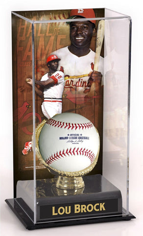 Lou Brock Cardinals Hall of Fame Display Case & Image Authentic