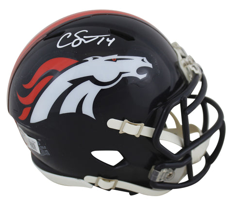 Broncos Courtland Sutton Authentic Signed Navy Speed Mini Helmet BAS Witnessed