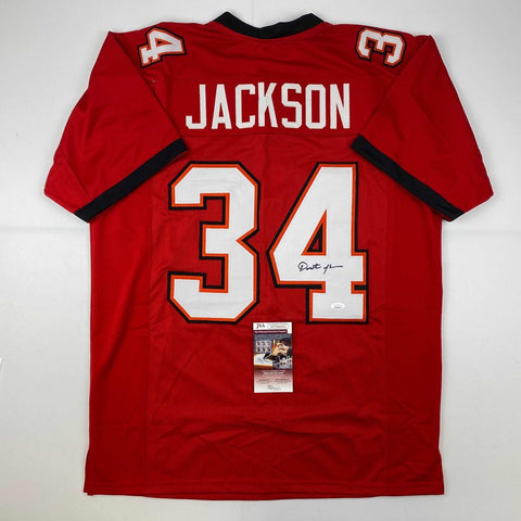 Autographed/Signed Dexter Jackson Tampa Bay Red Football Jersey JSA COA
