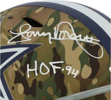 Tony Dorsett Dallas Cowboys Signed CAMO Alternate Replica Helmet & "HOF 94" Insc