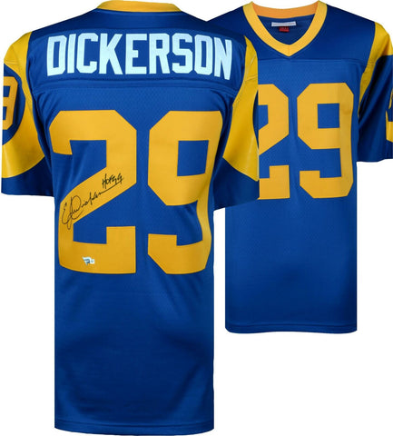 Eric Dickerson Rams Signed 1984 Throwback M&N Blue Replica Jersey & HOF 99 Insc