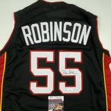 Autographed/Signed DUNCAN ROBINSON Miami Black Basketball Jersey JSA COA Auto