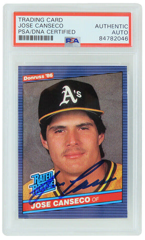 Jose Canseco Signed Oakland A's 1986 Donruss Rookie Card #39 (PSA Encapsulated)